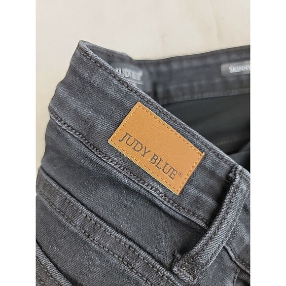 Judy Blue Jeans Womens 3 28x27 Skinny Stretch Ripped Animal Print Black Distress - Picture 14 of 16